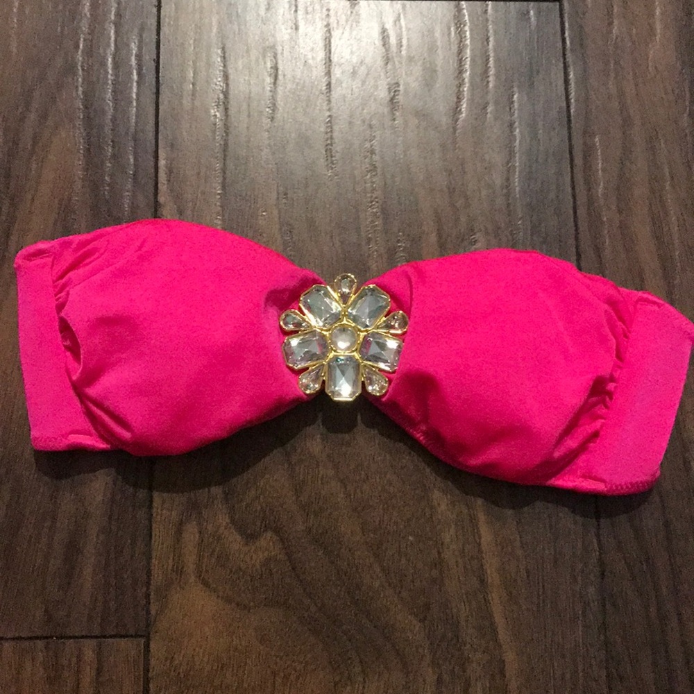 Victoria's Secret pink jeweled bandeau swim top